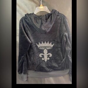 White Mark Velour Bling Full zip Jacket! Women’s Medium